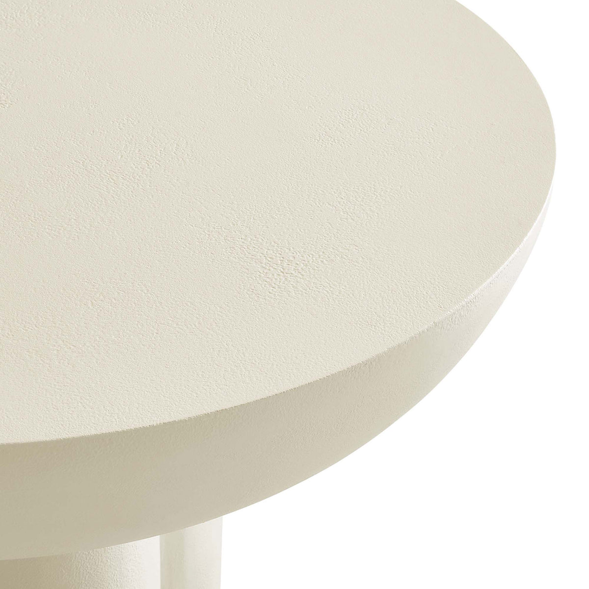 Matte concrete-style finish with subtle texture and a gently rounded tabletop edge || EEI-6760-WHI || detail_studio