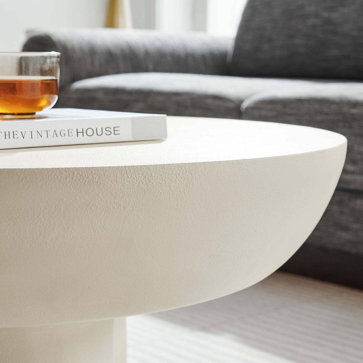 Matte white tabletop with subtle texture pairs effortlessly with contemporary decor || EEI-6760-WHI || detail_room