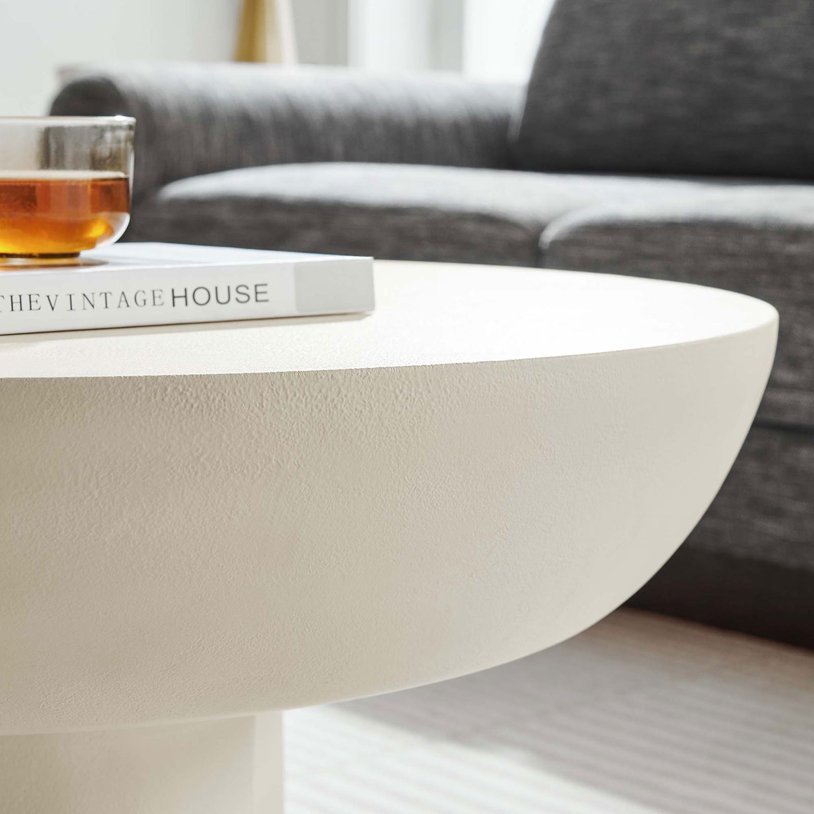 Matte white tabletop with subtle texture pairs effortlessly with contemporary decor || EEI-6760-WHI || detail_room