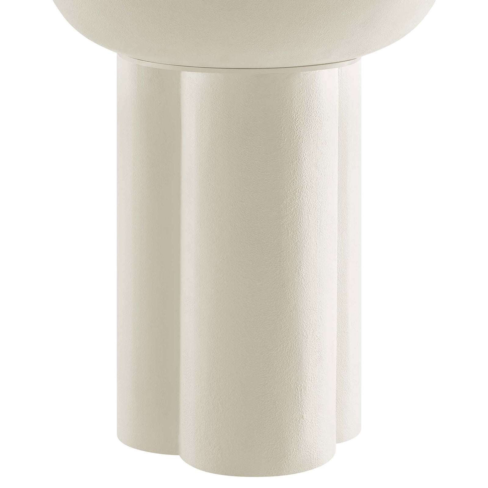 Sculptural trefoil pedestal base with three rounded columns adds architectural interest and strong support || EEI-6761-WHI || leg_studio