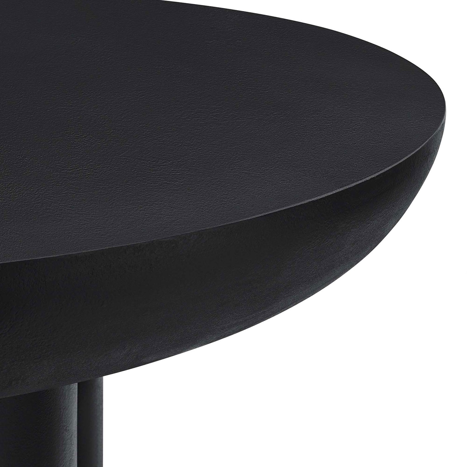 Thick beveled tabletop edge highlighting the textured concrete-style surface || EEI-6762-BLK || detail_studio