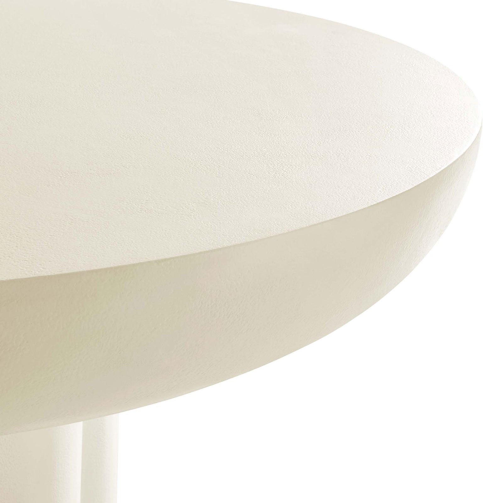 Gently curved concrete-look tabletop edge with subtle texture for a soft, refined modern dining silhouette || EEI-6762-WHI || detail_studio