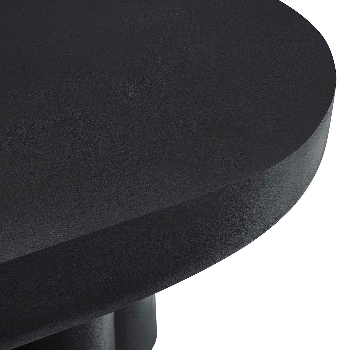Textured matte tabletop surface with gently rounded edge detail || EEI-6763-BLK || detail_studio