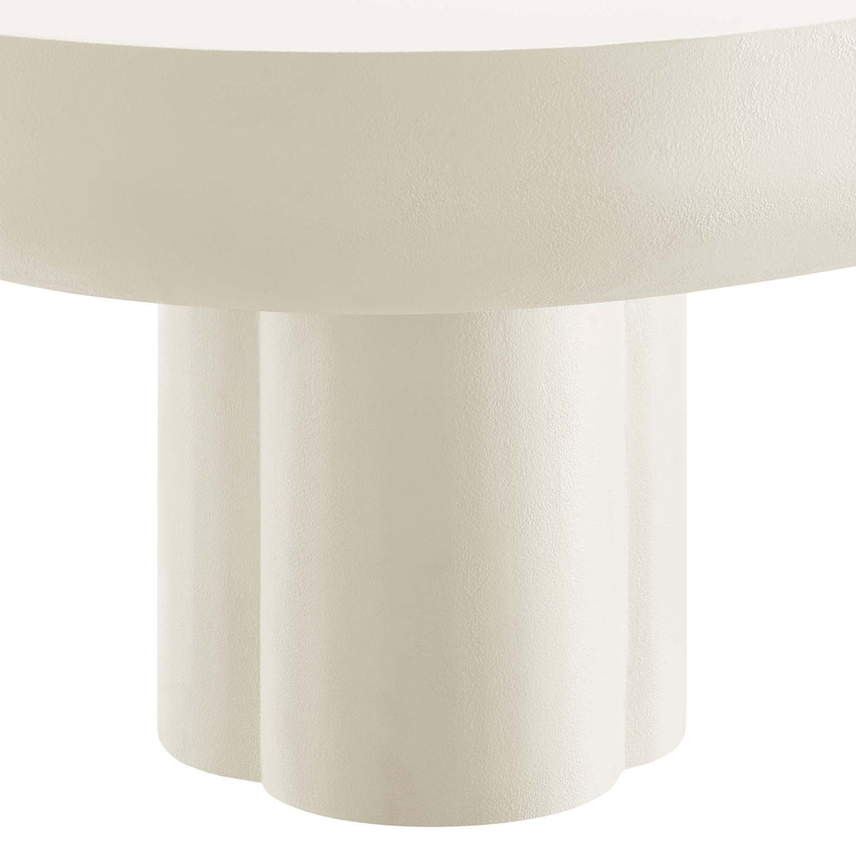 Sculpted trefoil pedestal base with deep curves and a smooth concrete-style finish || EEI-6763-WHI || leg_studio