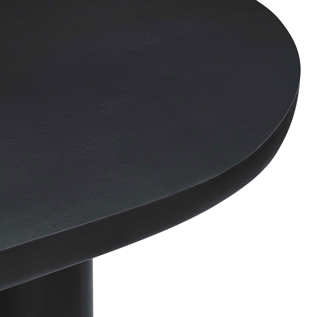 Smooth black concrete overlay tabletop with gently beveled edge detail || EEI-6764-BLK || detail_studio
