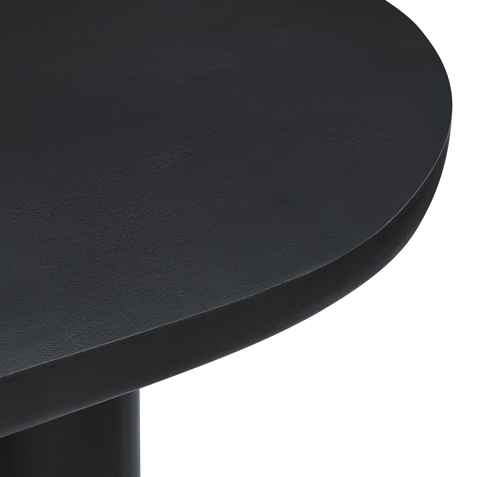 Smooth black concrete overlay tabletop with gently beveled edge detail || EEI-6764-BLK || detail_studio