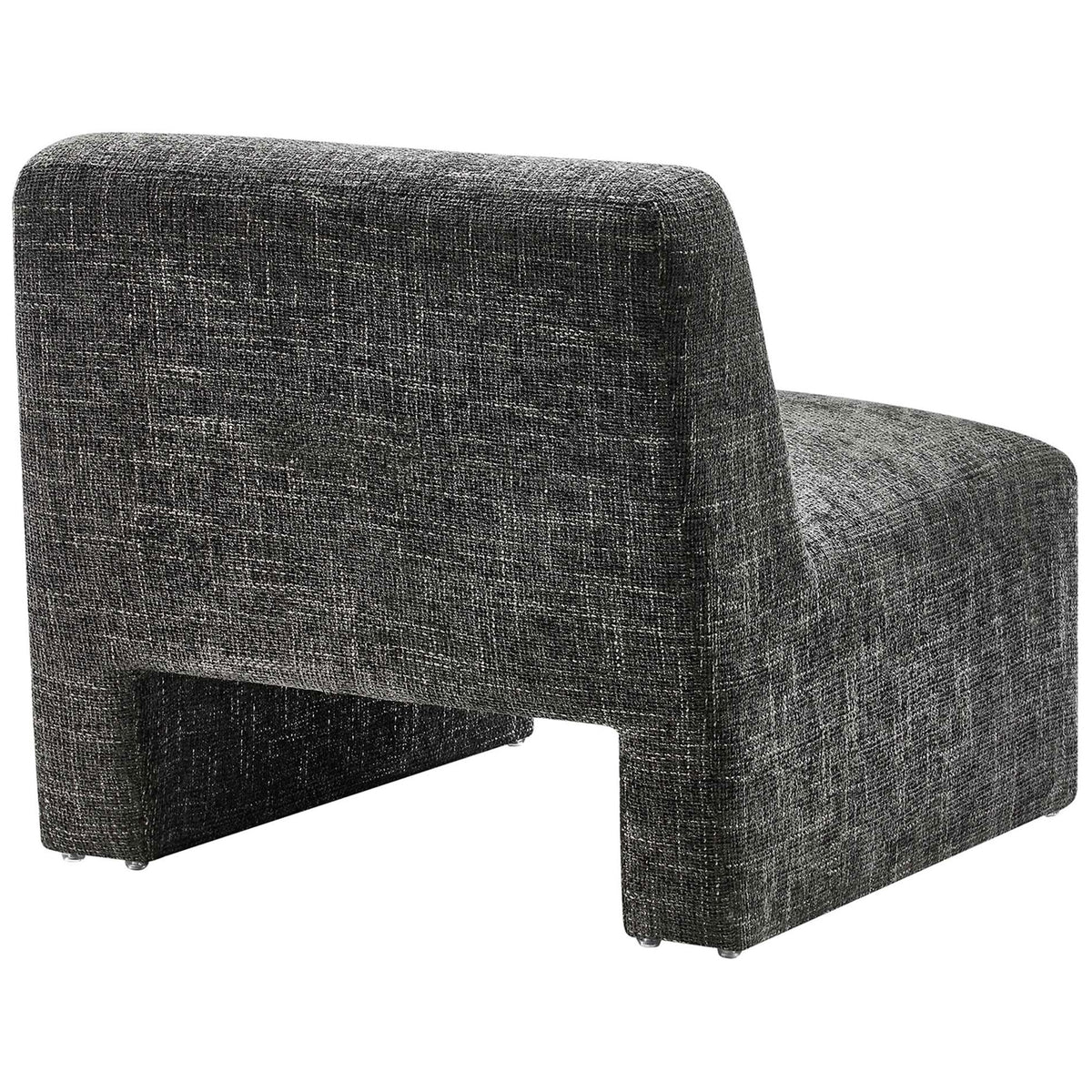 Rounded back and arched base give this accent chair a sculptural, modern presence || EEI-6765-CAR || back_angle_studio