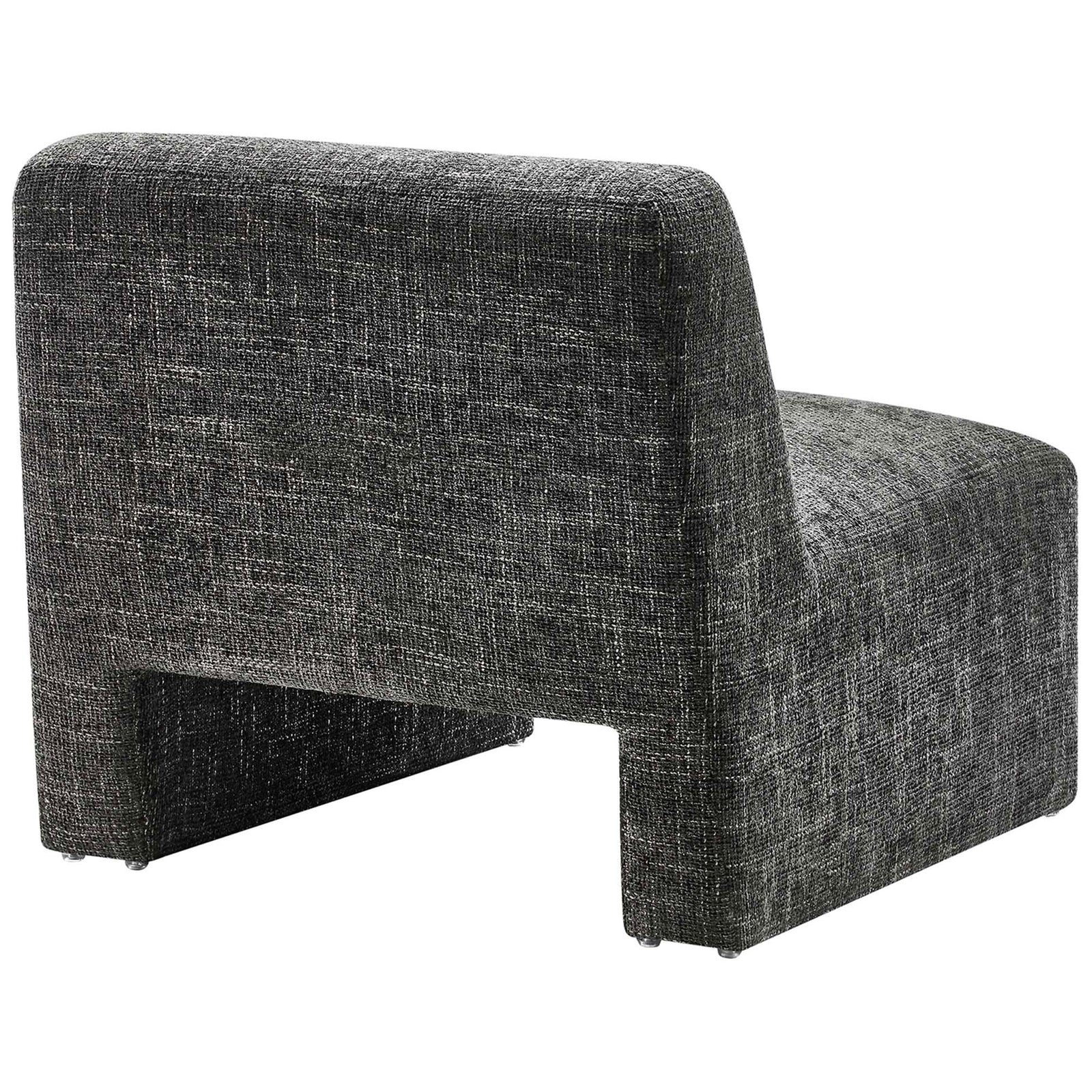 Rounded back and arched base give this accent chair a sculptural, modern presence || EEI-6765-CAR || back_angle_studio