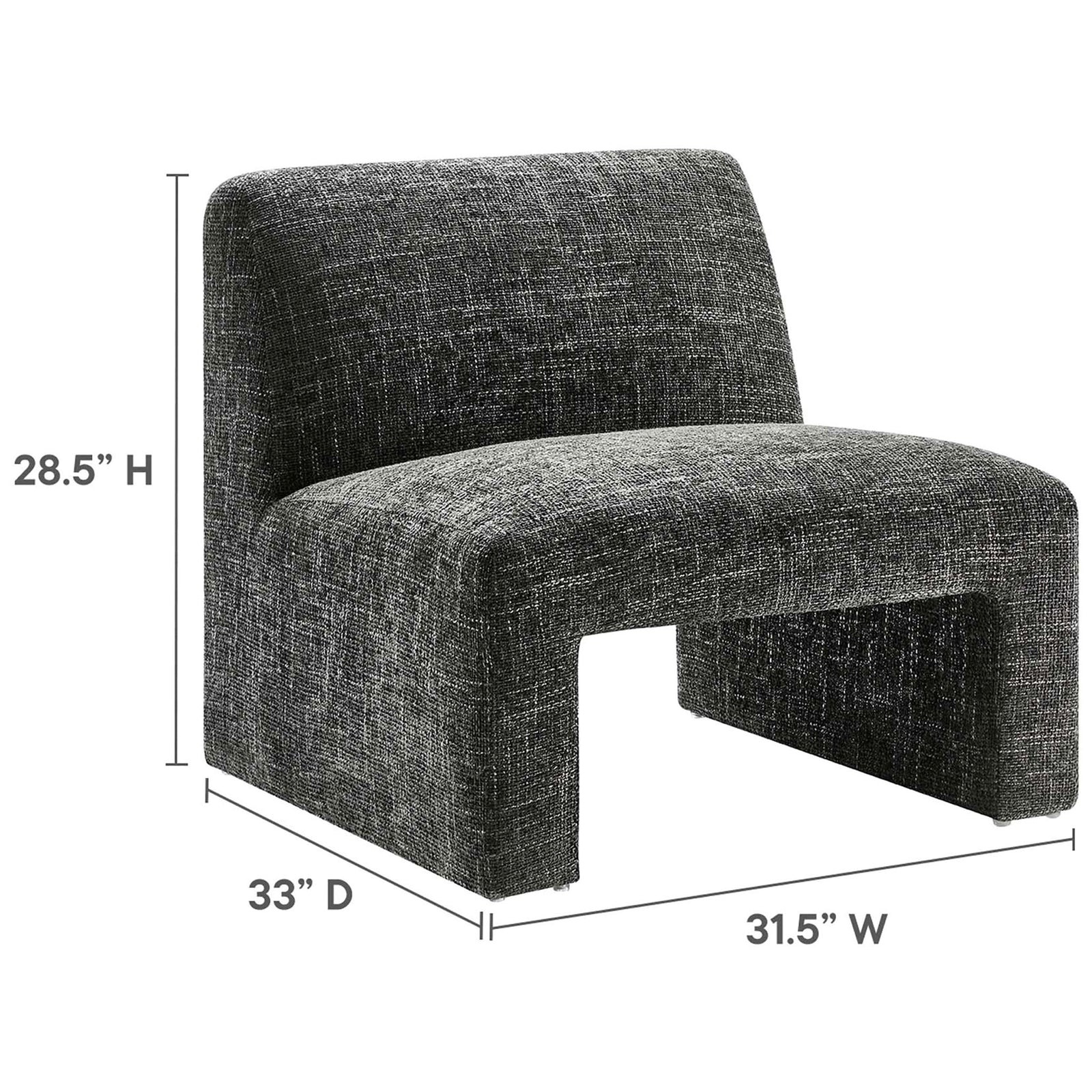 Ample lounge proportions in a space-friendly footprint; reference measurements shown || EEI-6765-CAR || dimension_studio
