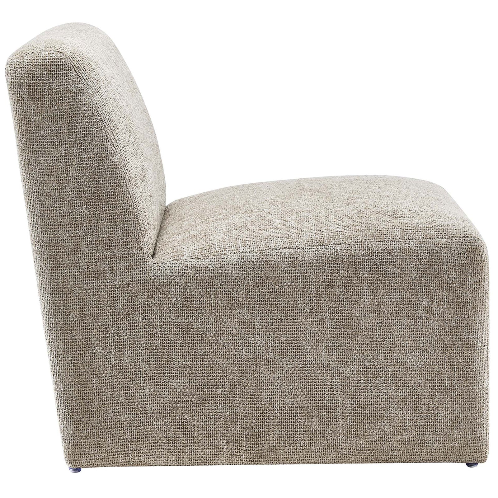 Low-profile accent chair with plush cushioning and a smooth waterfall seat edge || EEI-6765-KHA || side_studio