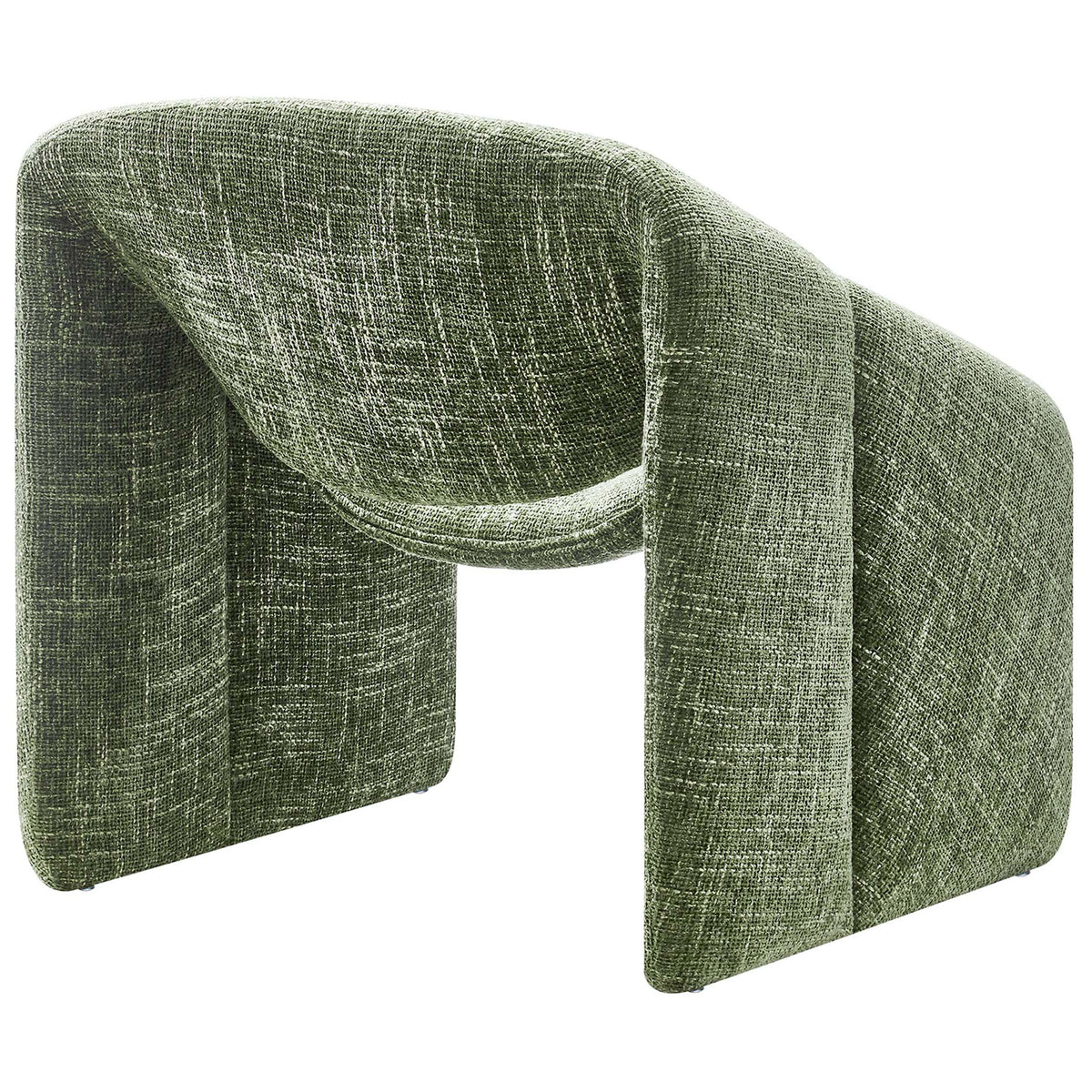 Seamless rounded back draped in textured chenille for a clean, modern look || EEI-6767-BAS || back_angle_studio