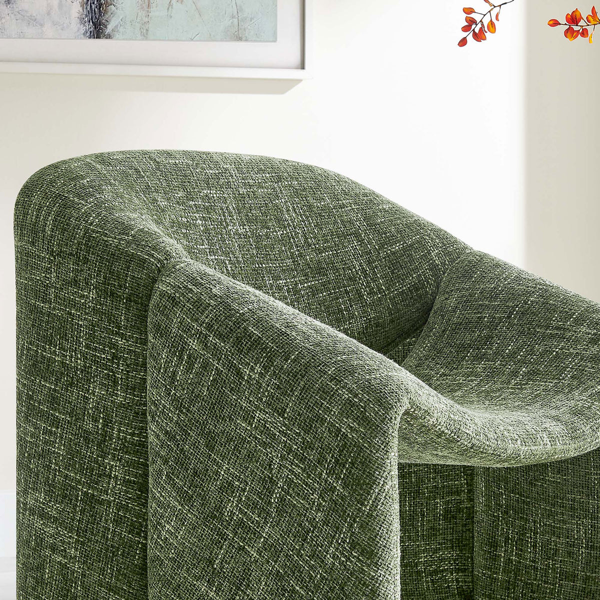 Rich basil hue and chenille texture add warmth and depth to modern decor || EEI-6767-BAS || detail_room