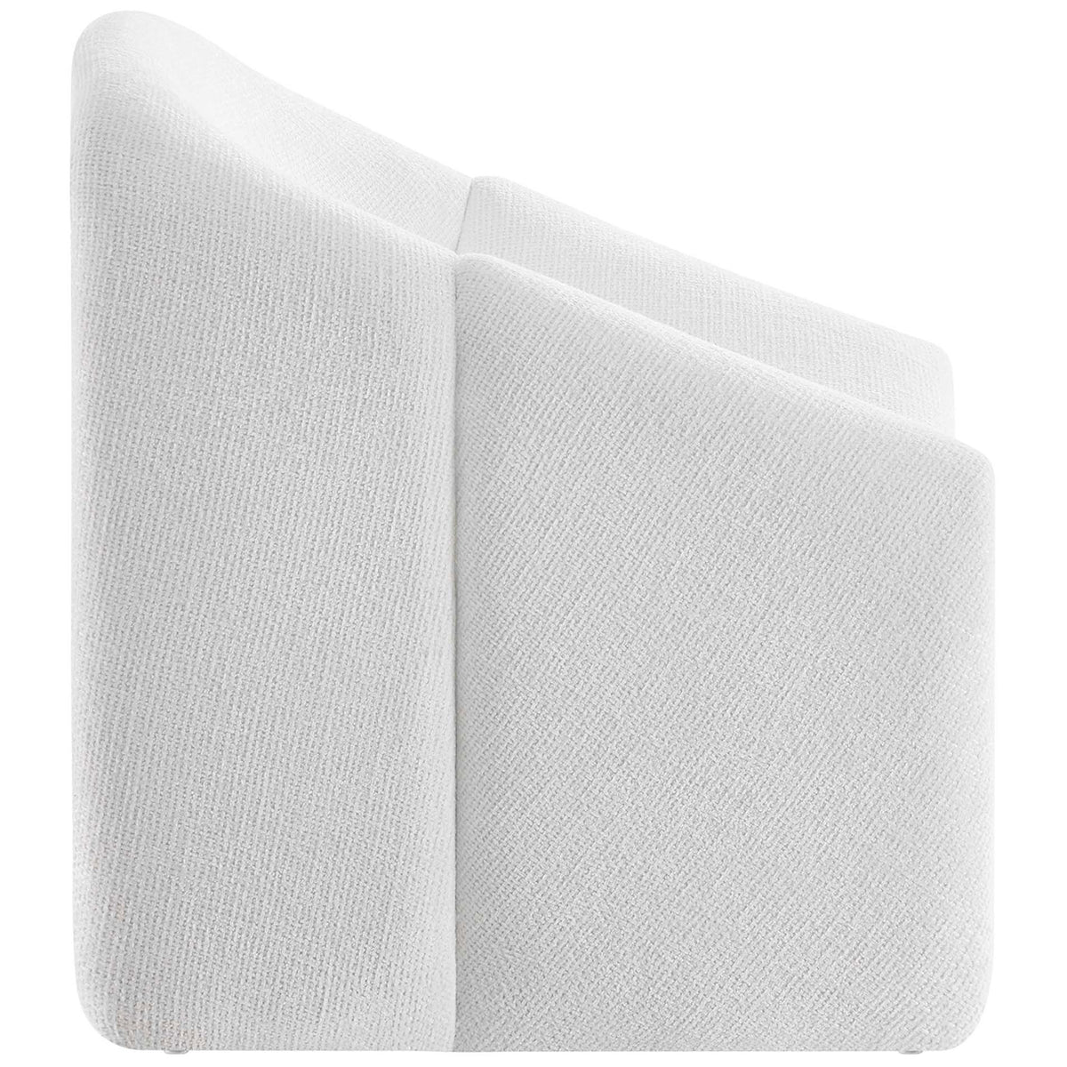 Sleek profile highlights the layered silhouette and plush chenille upholstery in crisp frost white || EEI-6767-FRO || side_studio