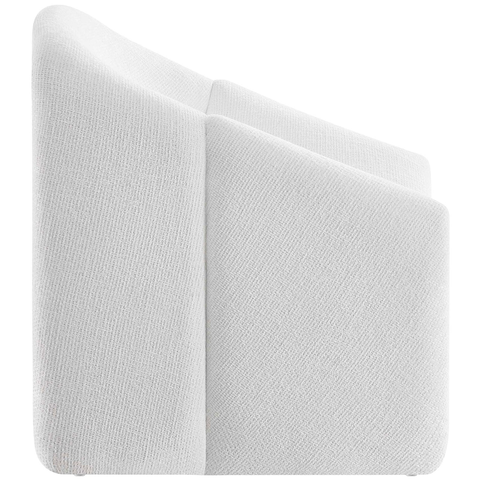 Sleek profile highlights the layered silhouette and plush chenille upholstery in crisp frost white || EEI-6767-FRO || side_studio