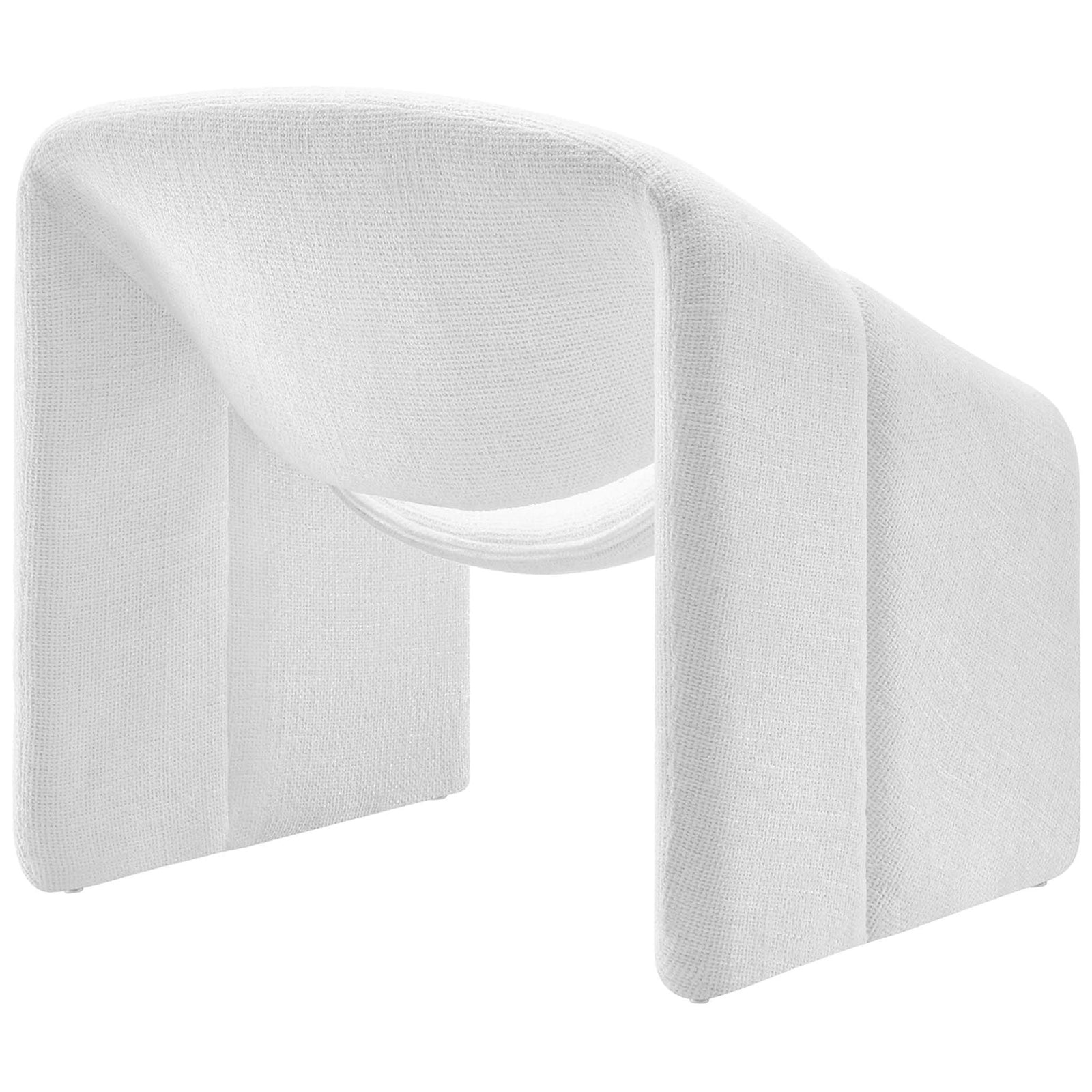 Sculpted barrel back in seamless frost white chenille creates a clean, modern profile || EEI-6767-FRO || back_angle_studio