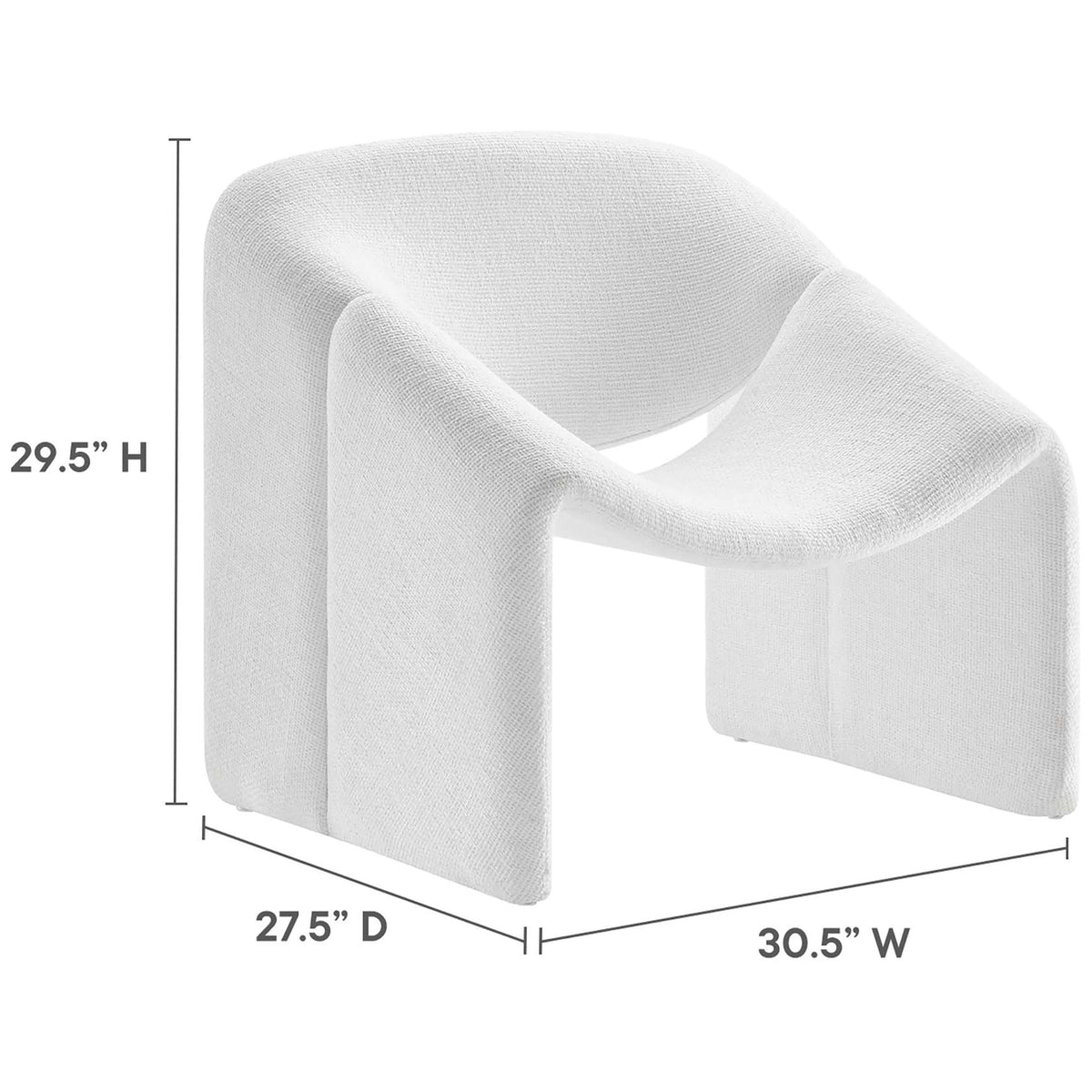Dimensions for the Vivi accent chair: 29.5 in H, 27.5 in D, 30.5 in W || EEI-6767-FRO || dimension_studio