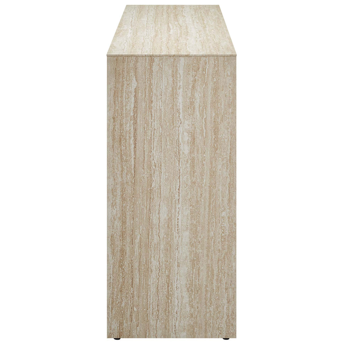 Slim profile console table brings stone-look texture in a narrow footprint ideal for hallways and behind sofas || EEI-6771-TRA || side_studio