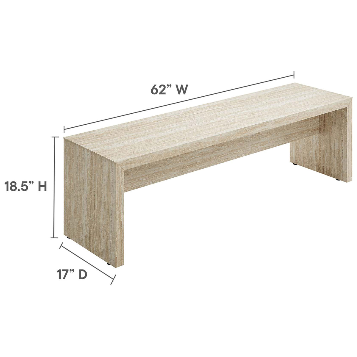 Spacious 62 inch bench offers generous seating with a streamlined profile for modern spaces || EEI-6773-TRA || dimension_studio