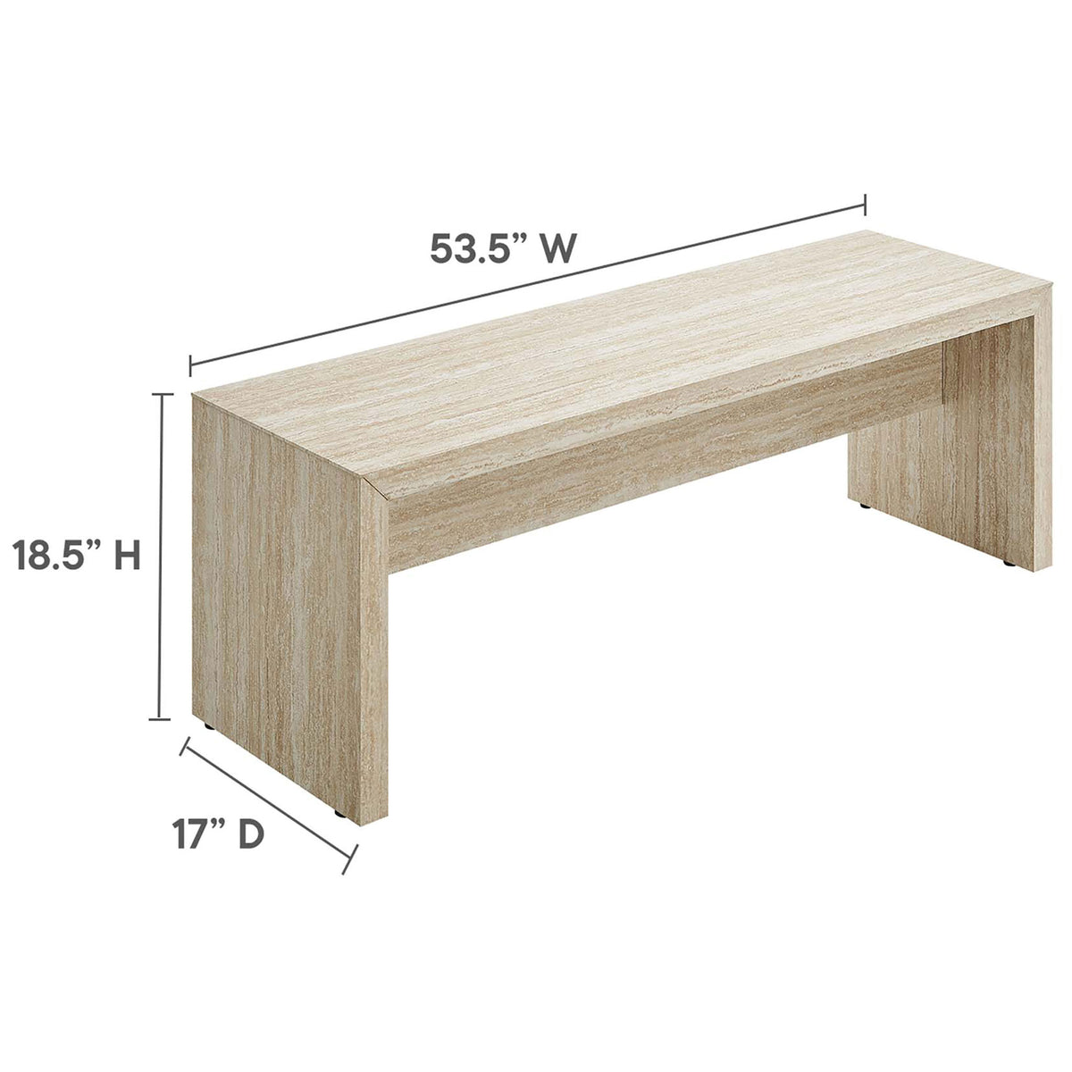 53.5 inch bench provides comfortable seating in a sleek, space-saving silhouette || EEI-6774-TRA || dimension_studio