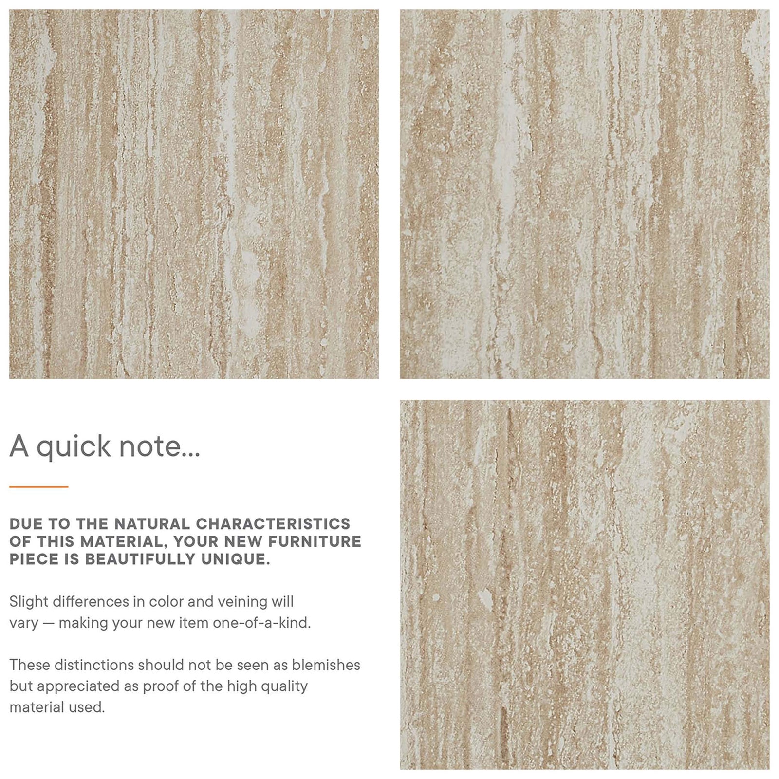 Distinct veining patterns ensure each travertine-look surface feels uniquely yours || EEI-6774-TRA || callout_studio