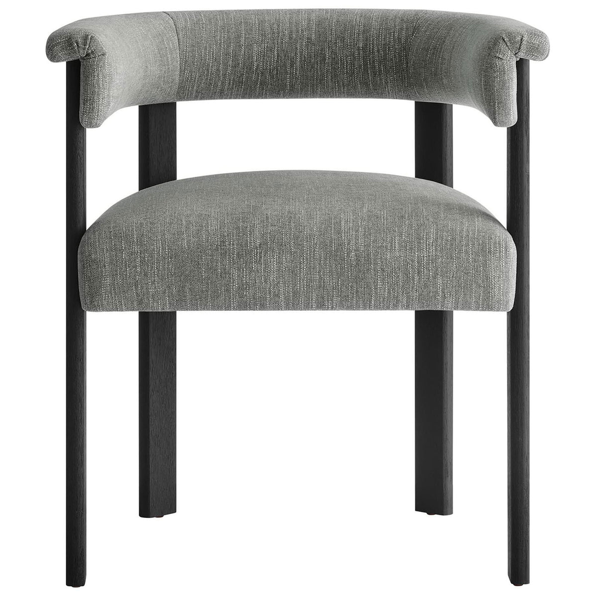 Generous foam seat and curved barrel back create a plush, comfortable perch at any dining table || EEI-6776-HEG-BLK || front_studio