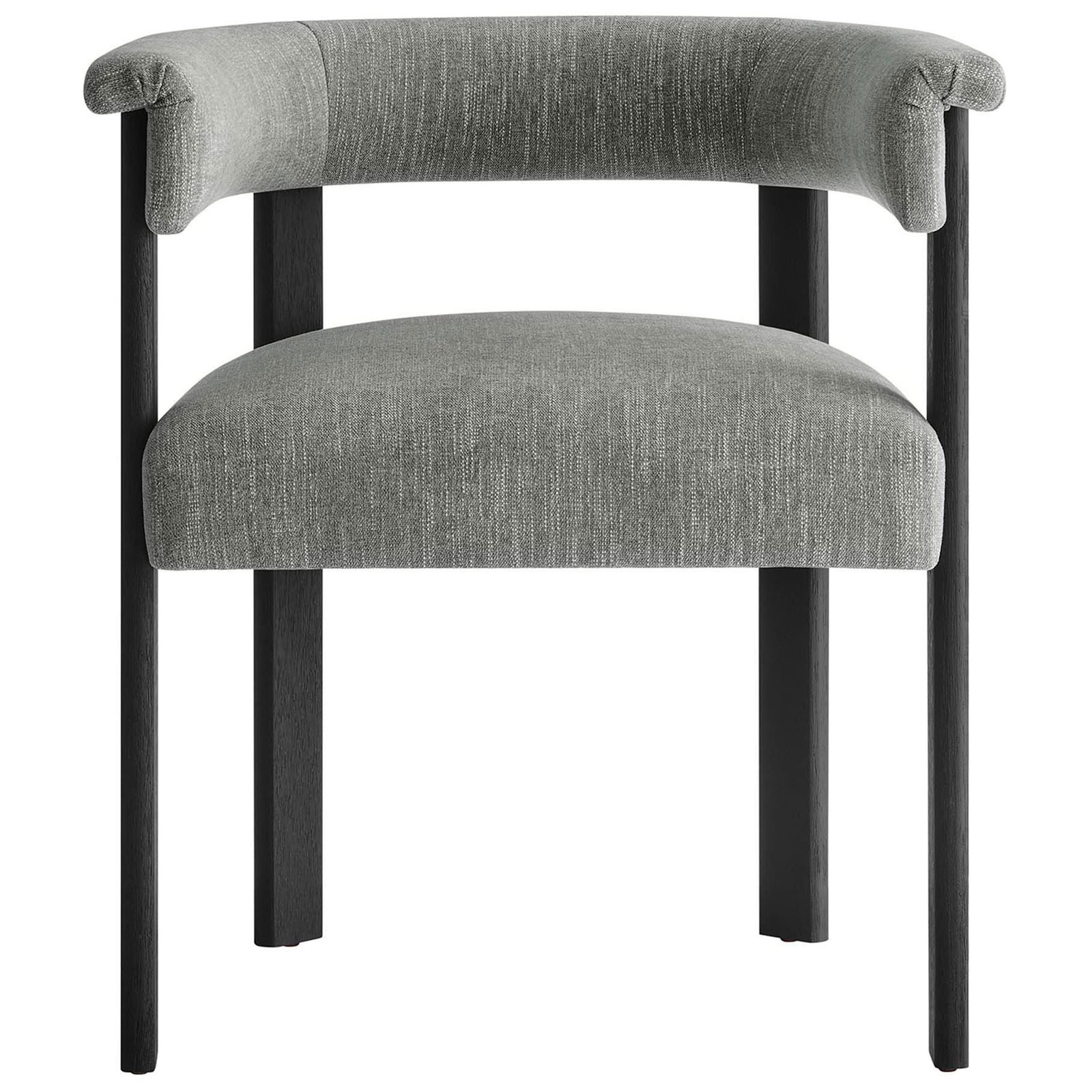 Generous foam seat and curved barrel back create a plush, comfortable perch at any dining table || EEI-6776-HEG-BLK || front_studio
