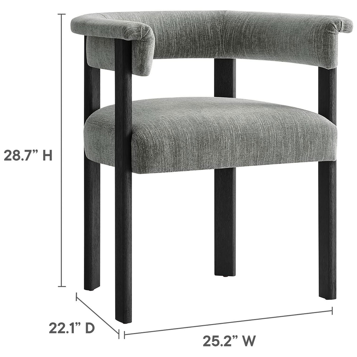 Space-saving Imogen dining chair with dimensions suited to cozy breakfast nooks and dining rooms || EEI-6776-HEG-BLK || dimension_studio