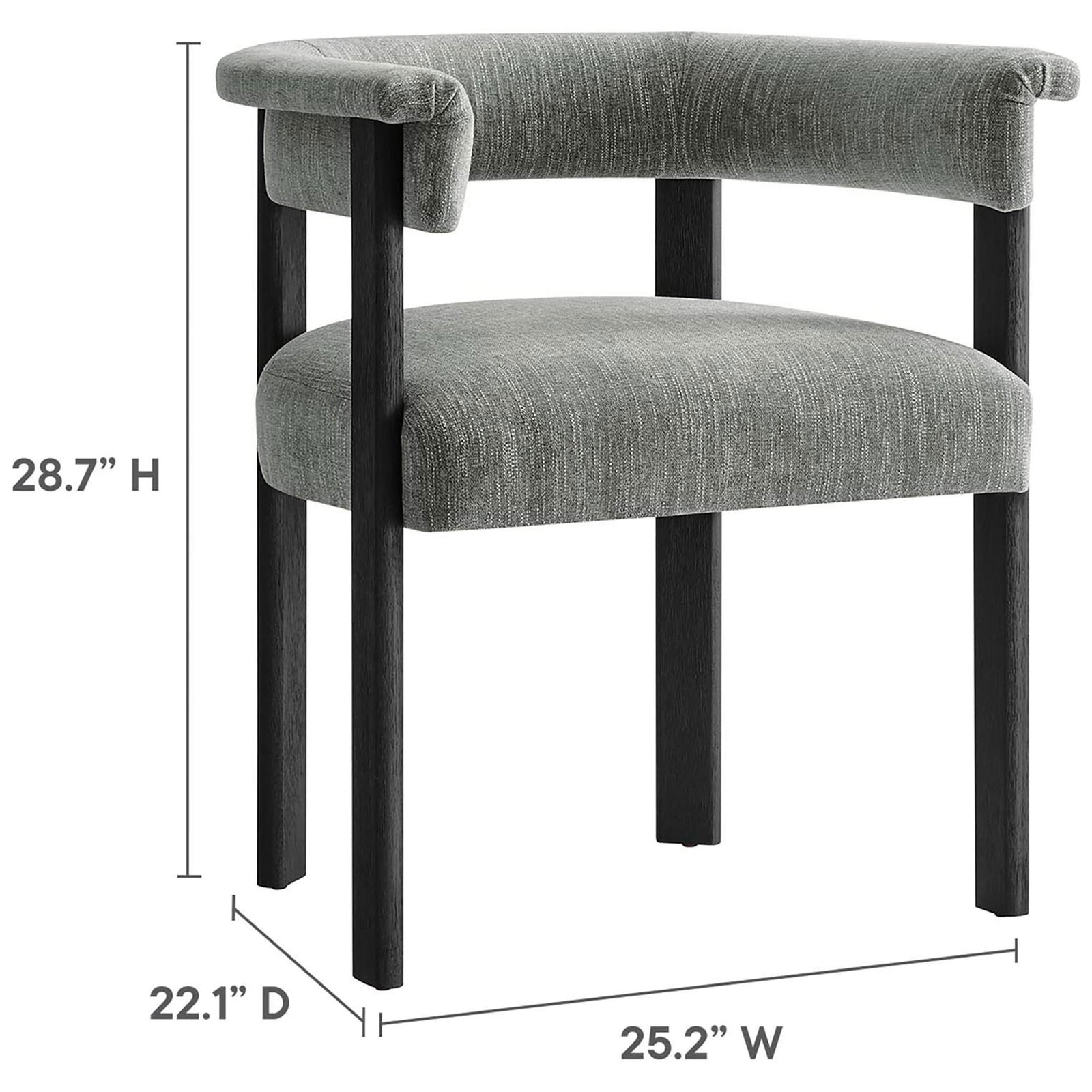 Space-saving Imogen dining chair with dimensions suited to cozy breakfast nooks and dining rooms || EEI-6776-HEG-BLK || dimension_studio