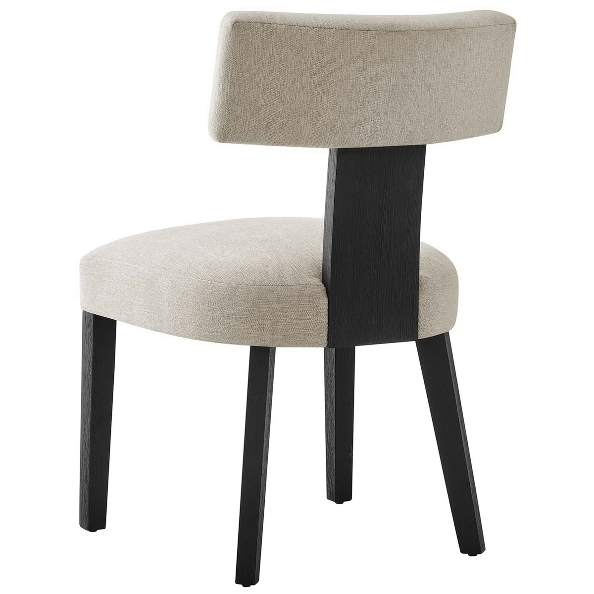 Modern dining chair with wraparound ivory backrest and bold black wood support and legs || EEI-6777-HEI-BLK || back_angle_studio