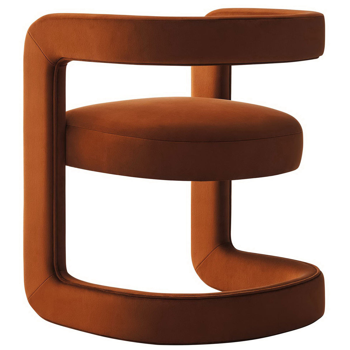 Open-back design wraps in smooth curves with a cushioned seat and sculpted lower support || EEI-6778-RUS || back_angle_studio