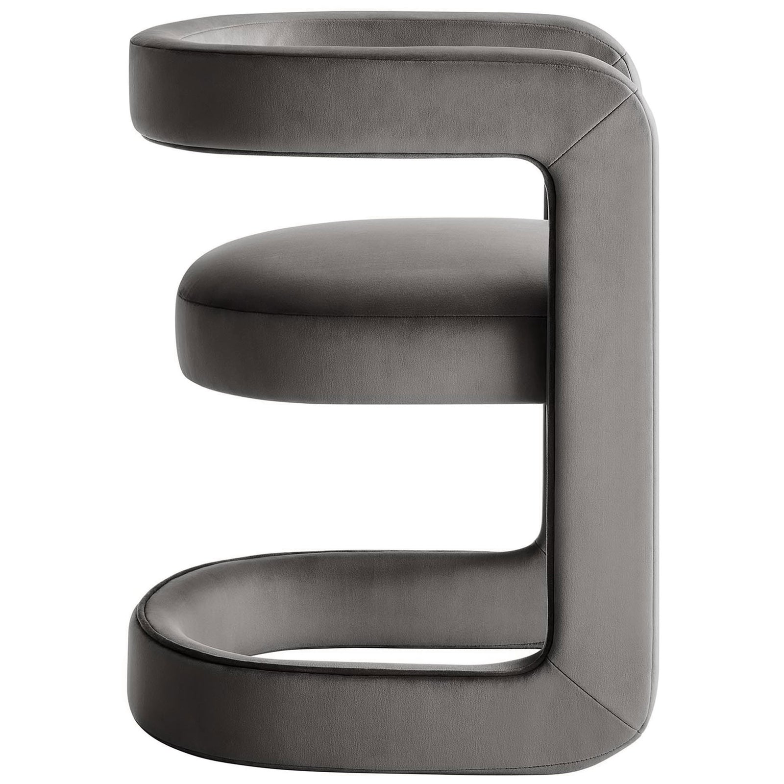 Streamlined silhouette with rounded rails and plush seat in stain-resistant storm gray velvet || EEI-6778-STG || side_studio
