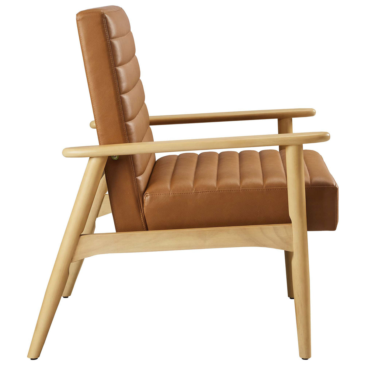 Low-profile arms and slim rubberwood legs highlight its sleek mid-century silhouette || EEI-6779-NAT-TAN || side_studio