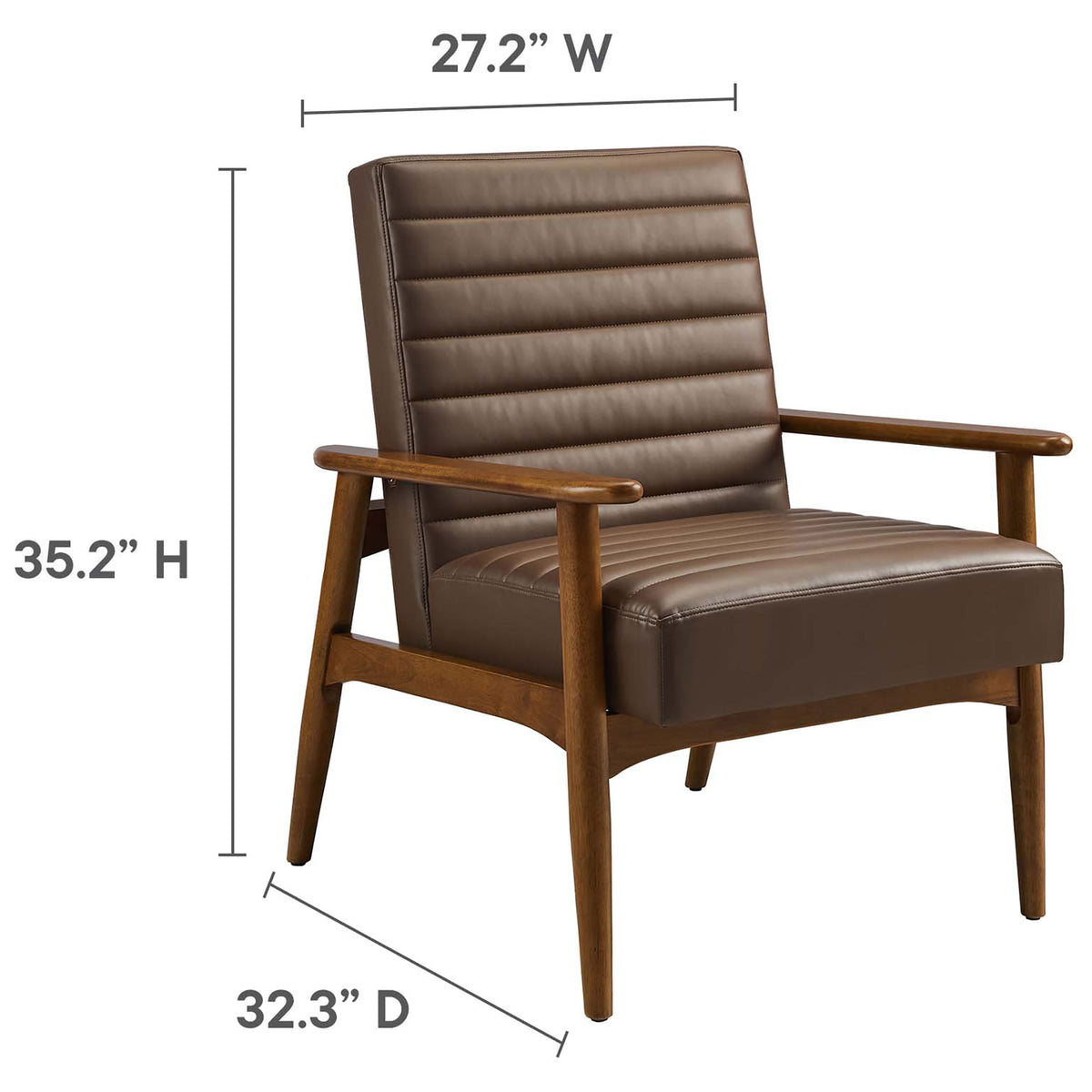 Comfortable proportions with generous seat and back height suit modern living and reading spaces. || EEI-6779-WAL-BRN || dimension_studio