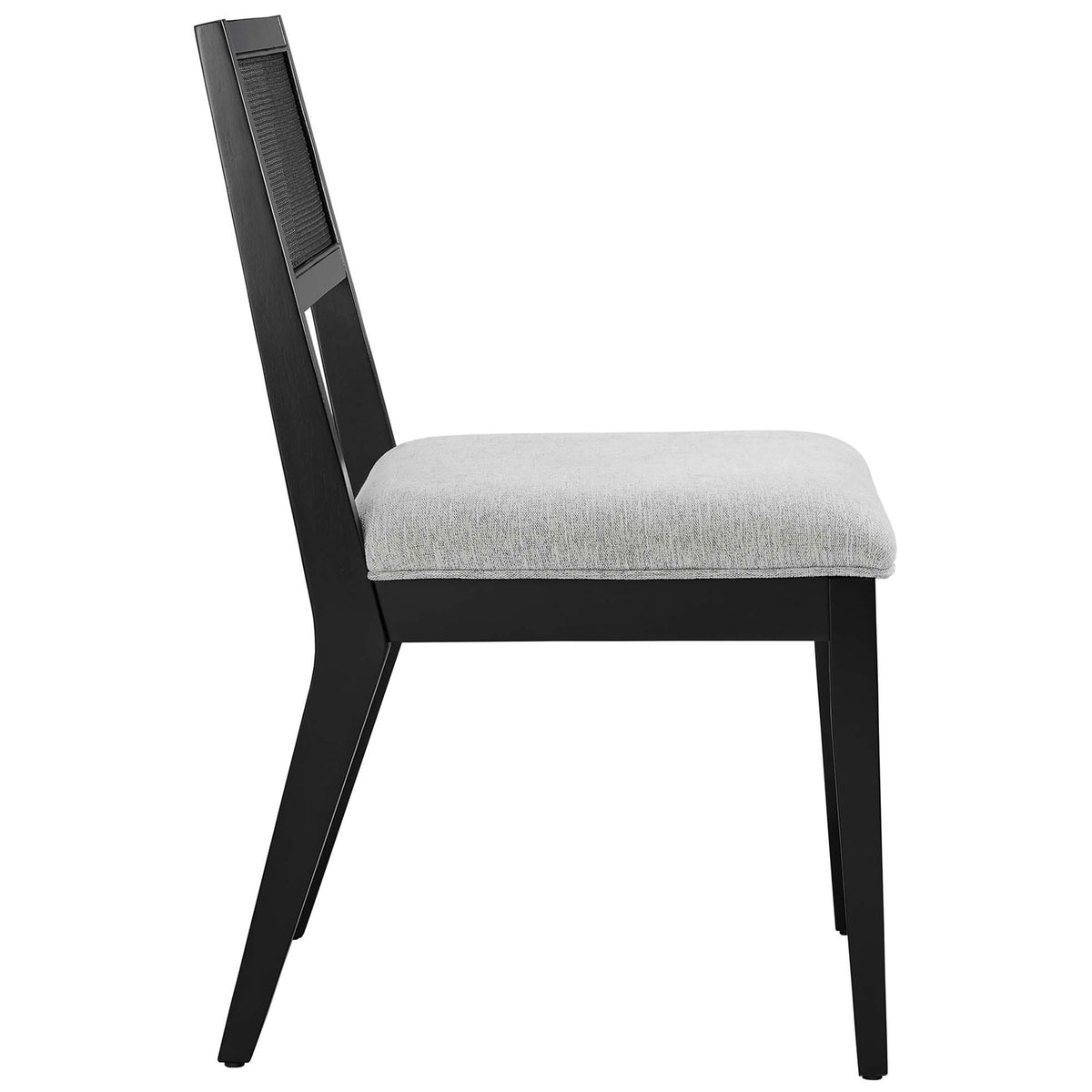 Angled black legs and padded gray seat highlight the chair's mid century charm and everyday comfort || EEI-6781-BLK-HLG || side_studio
