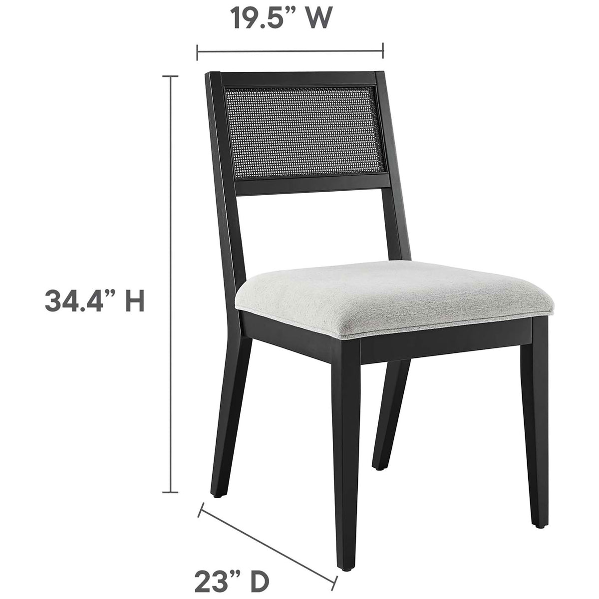 Dimension graphic shows the chair's overall height, width, and depth to help plan your dining room layout || EEI-6781-BLK-HLG || dimension_studio