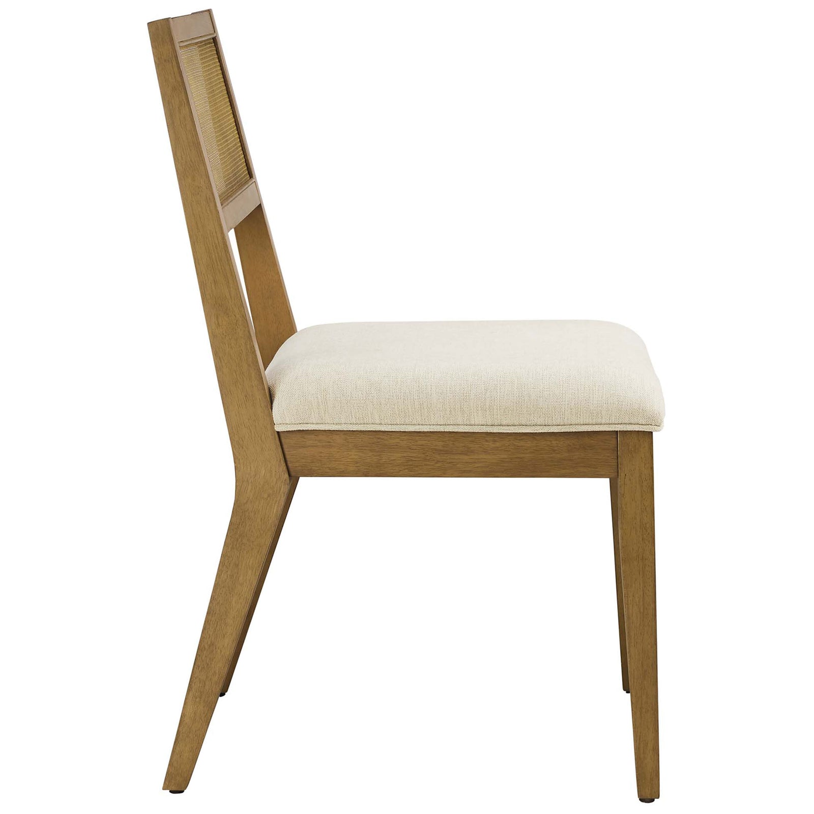Wood dining chair with thick upholstered seat and slender profile frame || EEI-6781-FRO-HEI || side_studio