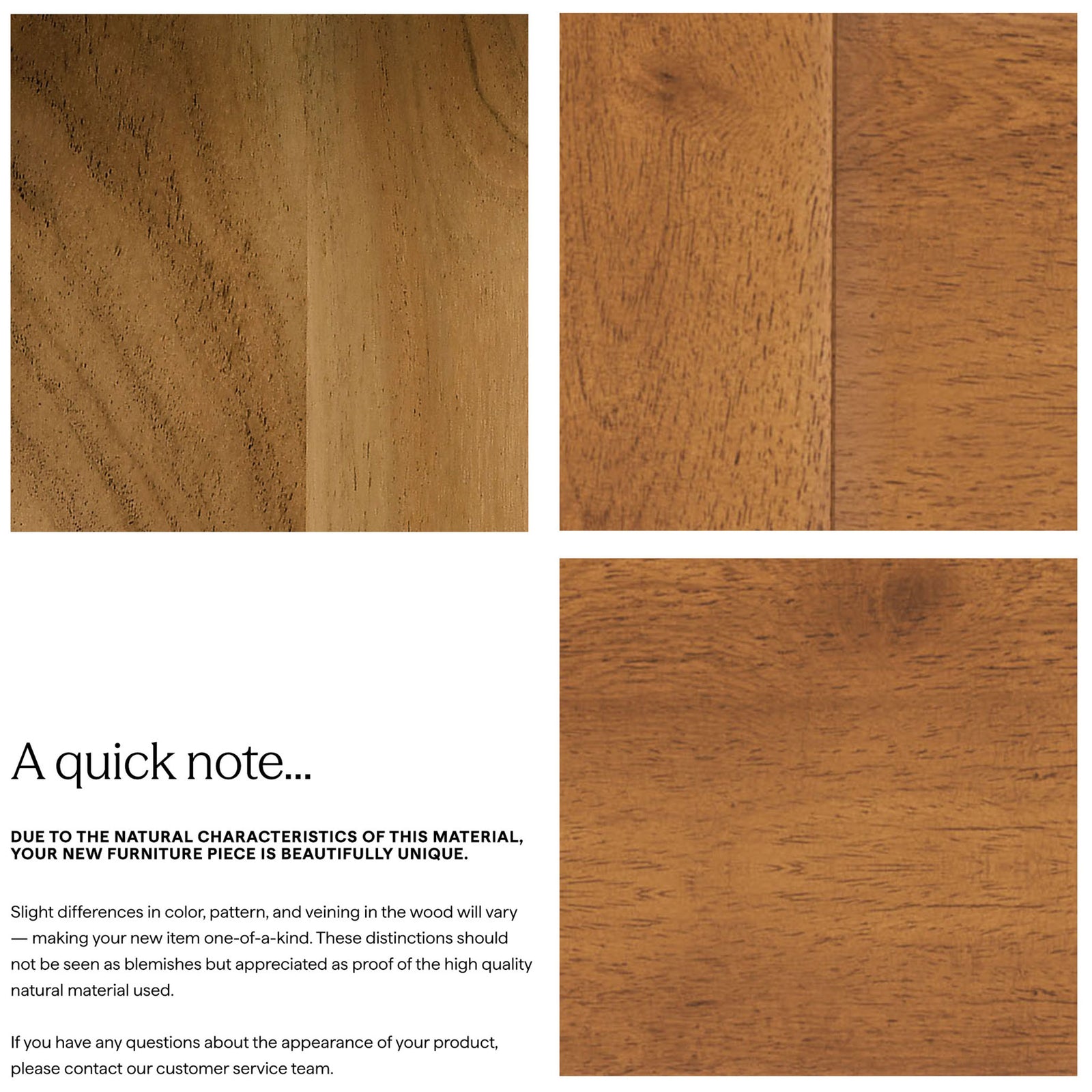 Natural variations in acacia wood grain shown to emphasize the unique character of each Tahoe loveseat || EEI-6783-NAT-COA || callout_studio