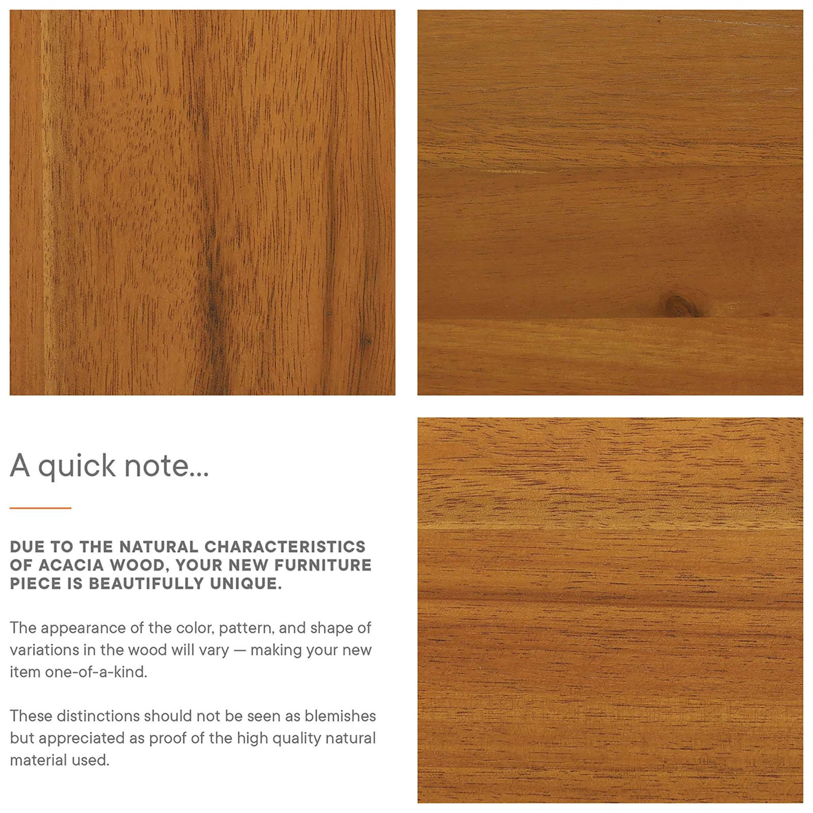 Natural acacia wood grain variations illustrated, noting each Tahoe sofa frame is uniquely patterned. || EEI-6784-NAT-LGR || callout_studio