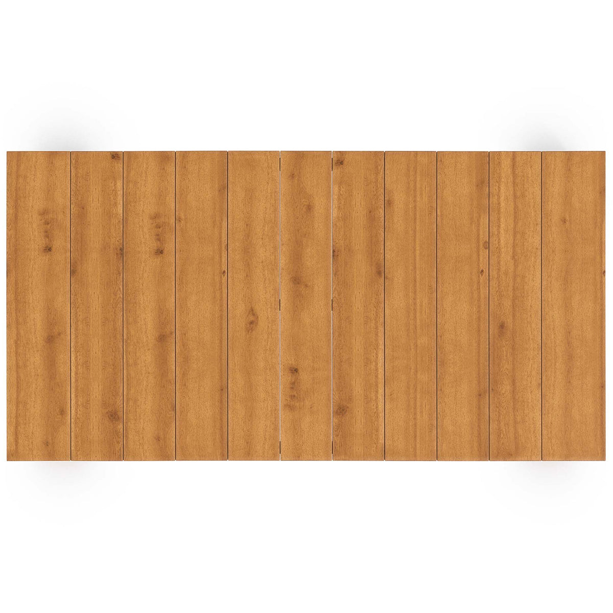 Top view of the acacia wood slatted coffee table surface for quick drainage outdoors || EEI-6786-NAT || top_studio