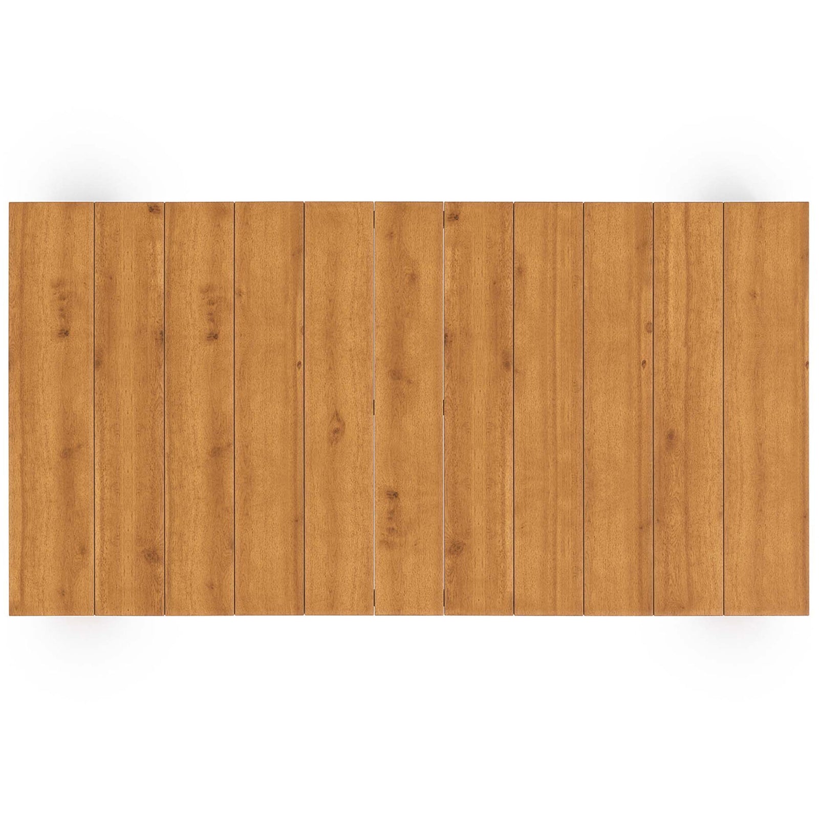 Top view of the acacia wood slatted coffee table surface for quick drainage outdoors || EEI-6786-NAT || top_studio