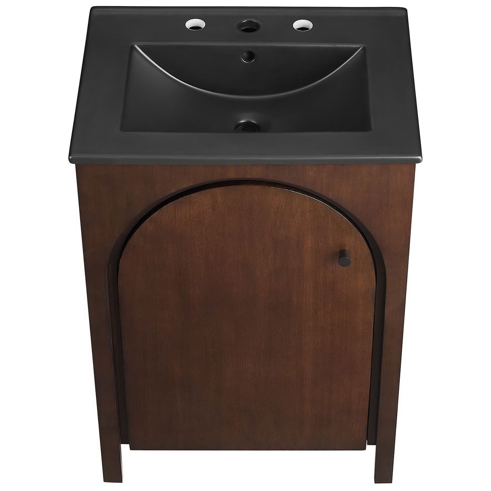 Integrated black ceramic basin with 8 inch widespread holes for effortless faucet pairing. || EEI-6789-WAL-BLK || top_studio