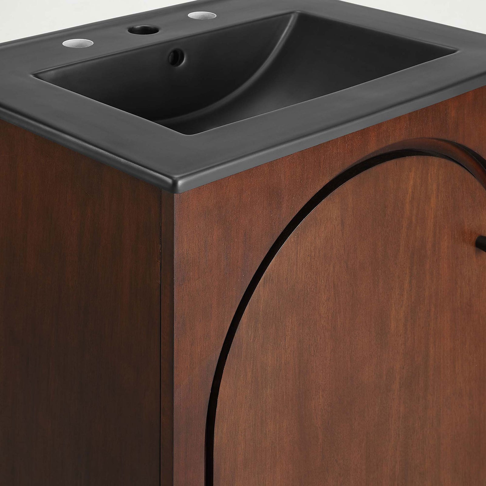 Matte black basin and softly curved arch detailing stand out. || EEI-6789-WAL-BLK || detail_studio