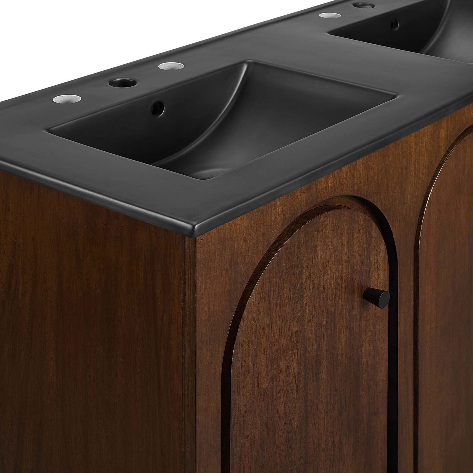 Clean, squared countertop edges meet a smooth matte black basin for a crisp, modern finish || EEI-6793-WAL-BLK || detail_studio