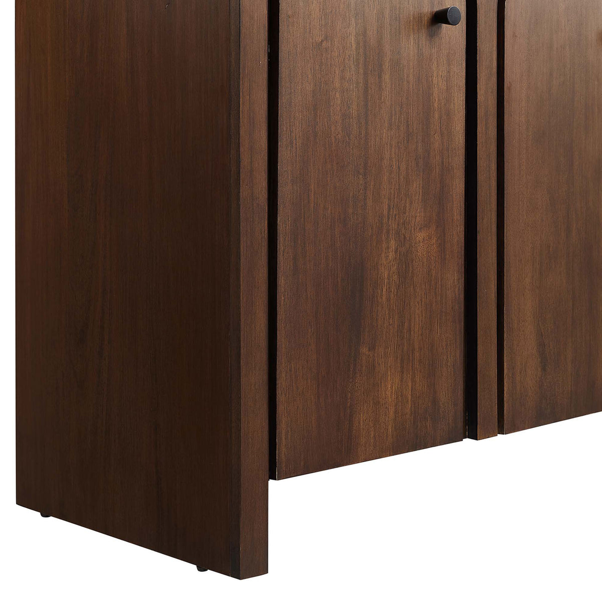 Sturdy plinth base and seamless door alignment with a minimalist round pull in matching black || EEI-6793-WAL-BLK || leg_studio
