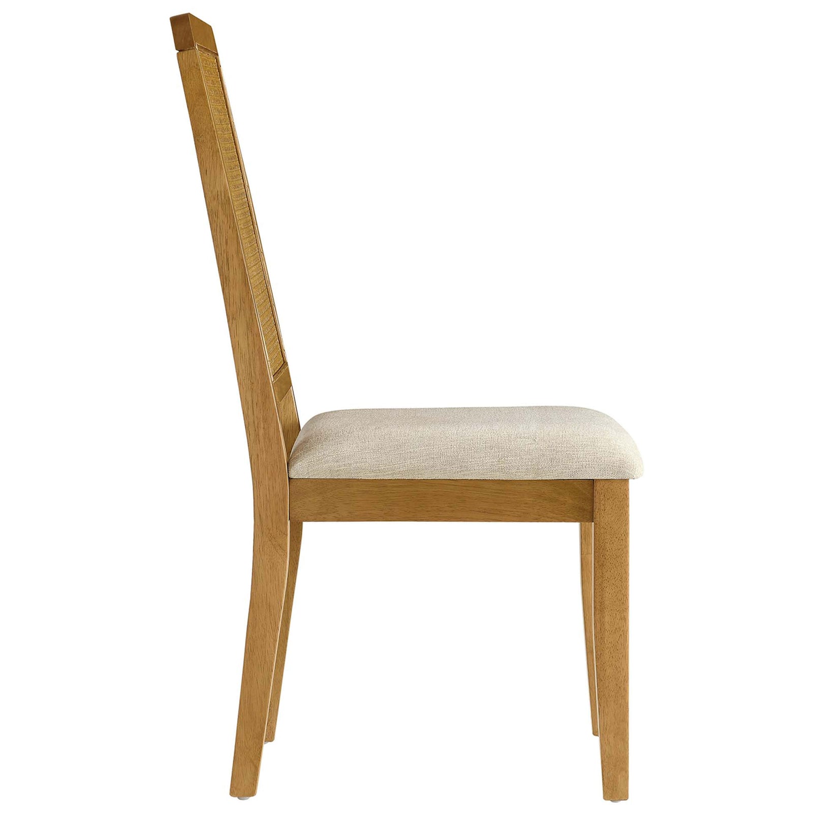 Arlo dining chair highlighting the thick cushioned seat and slim tapered natural wood legs || EEI-6803-NAT-NAT-HLB || side_studio