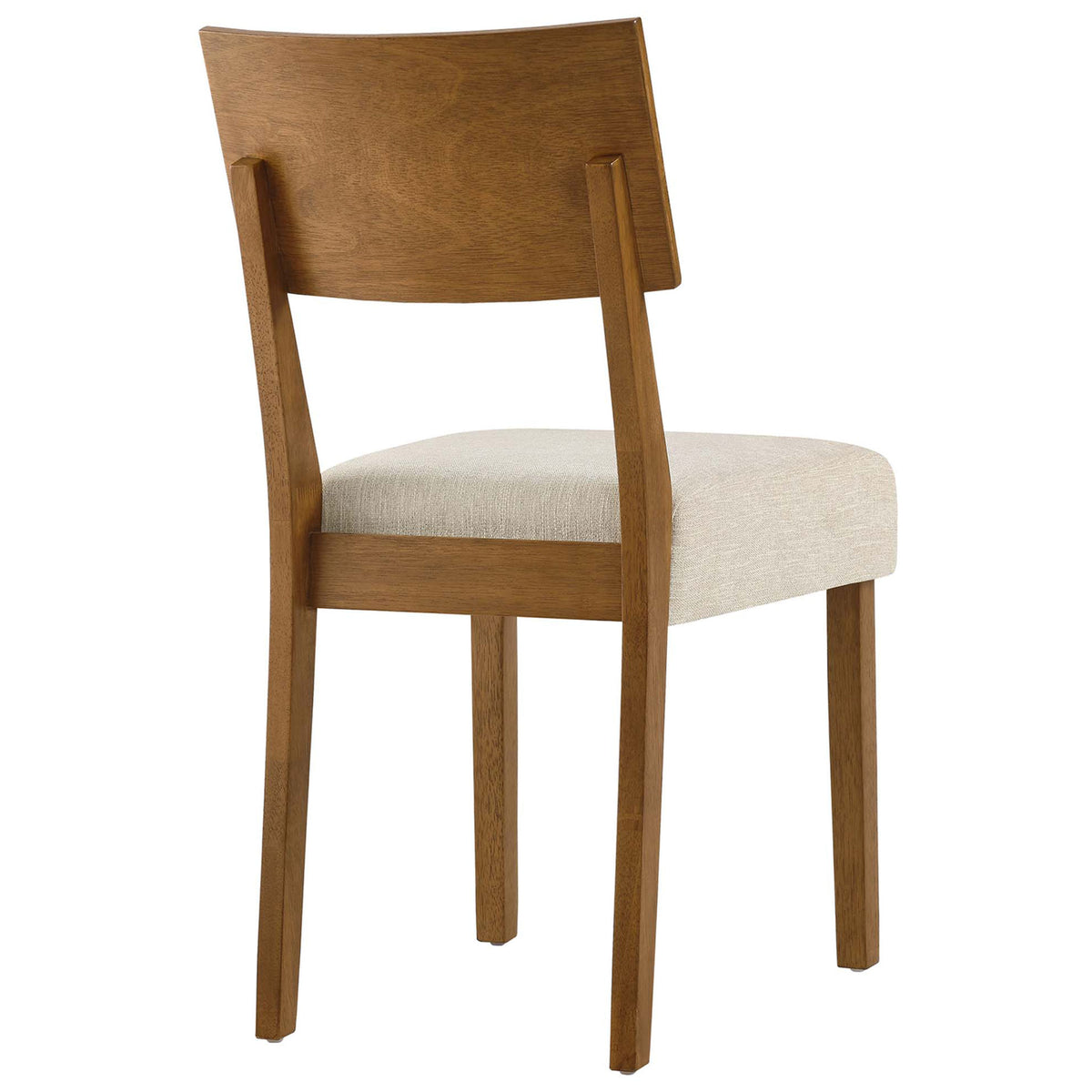 Wood dining chair highlighting the contoured backrest design and tapered legs in a warm acorn finish || EEI-6804-ACO-HLB || back_angle_studio
