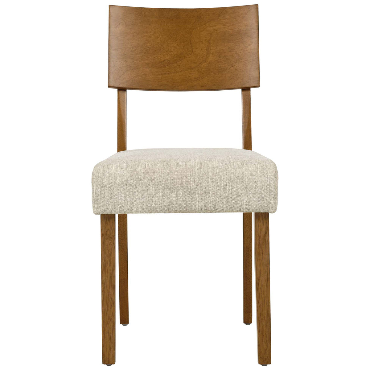 Pax wood dining chair with acorn finish and plush light beige heathered seat for everyday comfort || EEI-6804-ACO-HLB || front_studio
