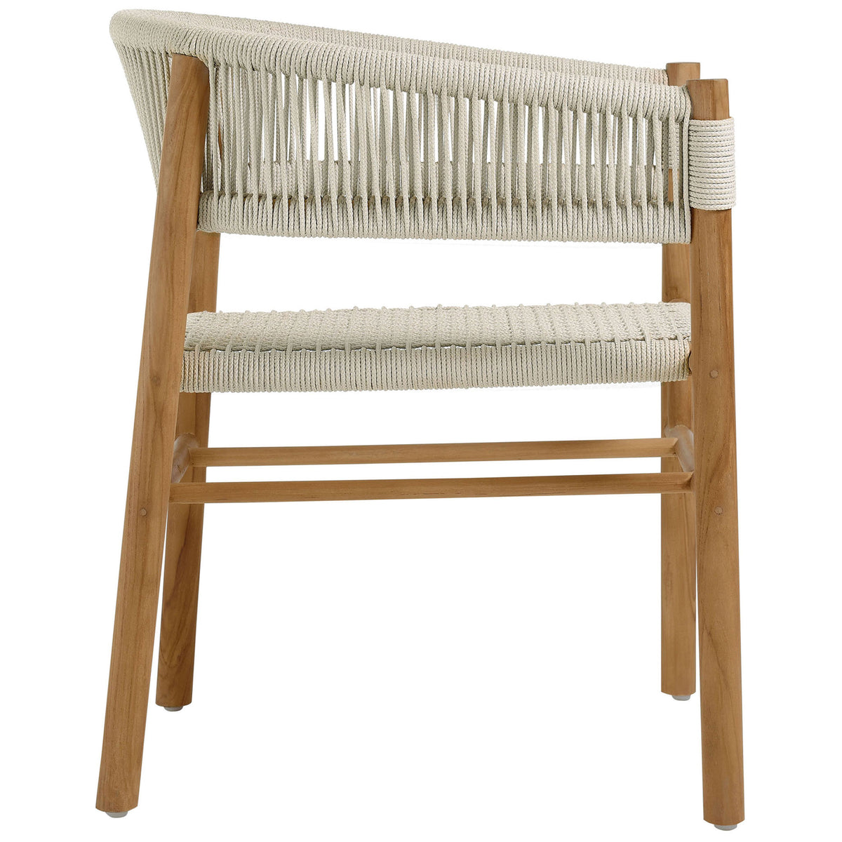 Natural rope dining chair with slim teak legs and elegantly curved wraparound backrest || EEI-6811-NAT-NAT || side_studio