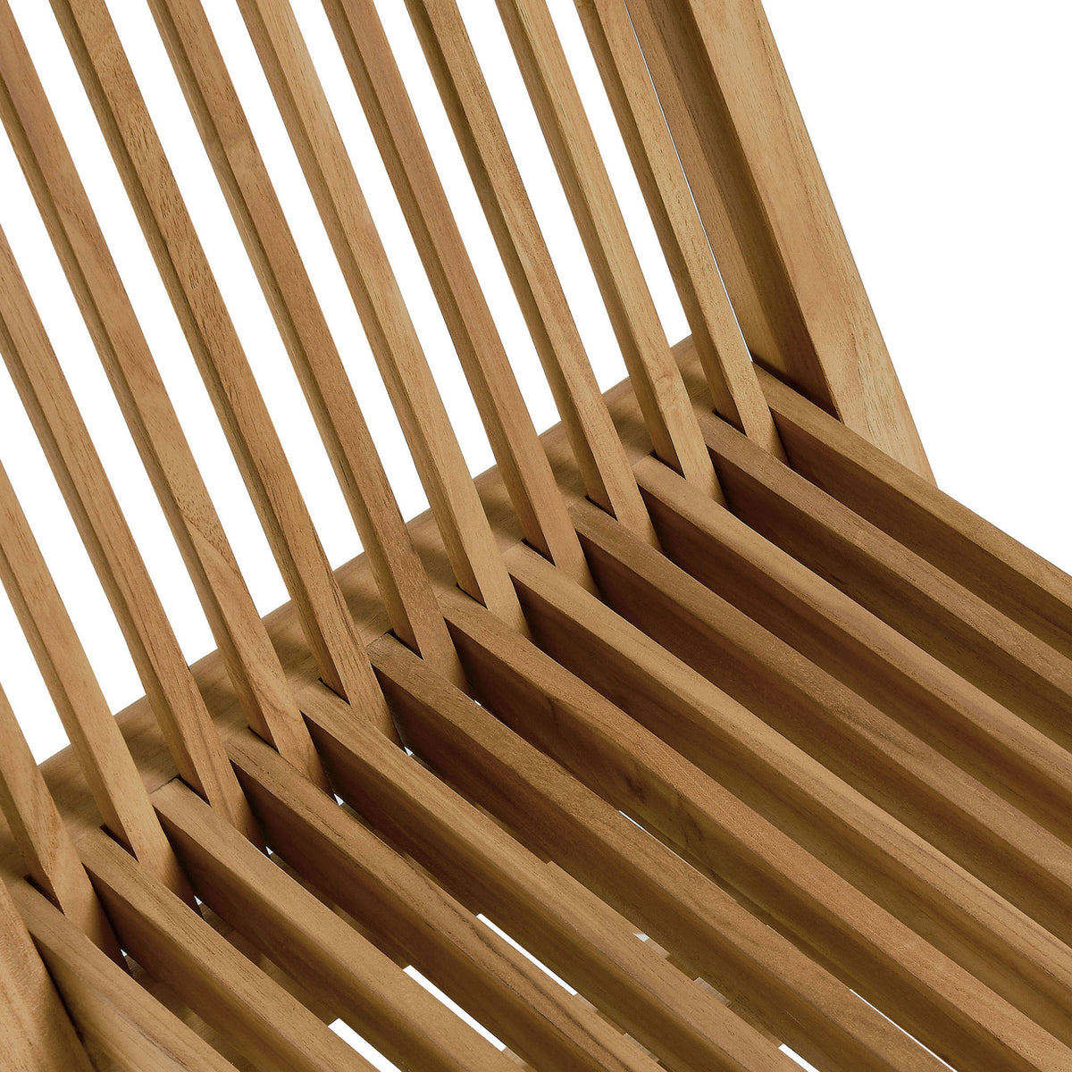 Close-up of natural teak slatted seat showing smooth finish and tight-grain wood texture || EEI-6812-NAT || swatch_studio