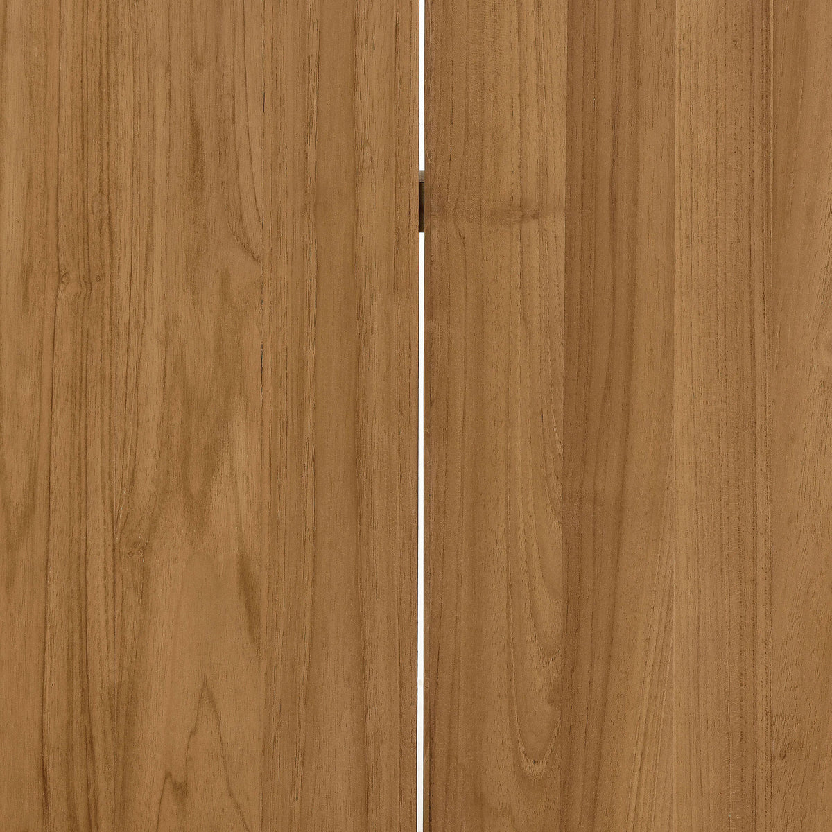 Close grained teak wood surface emphasizing smooth texture and subtle tonal shifts across the dining tabletop. || EEI-6815-NAT || swatch_studio